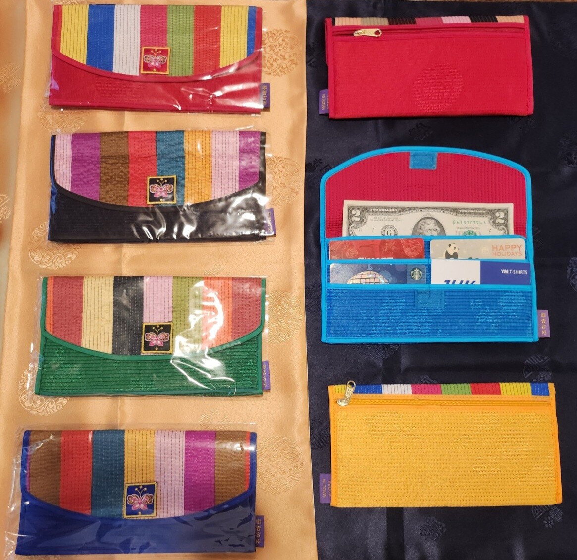 한국산 전통 누비 장지갑(선물용)