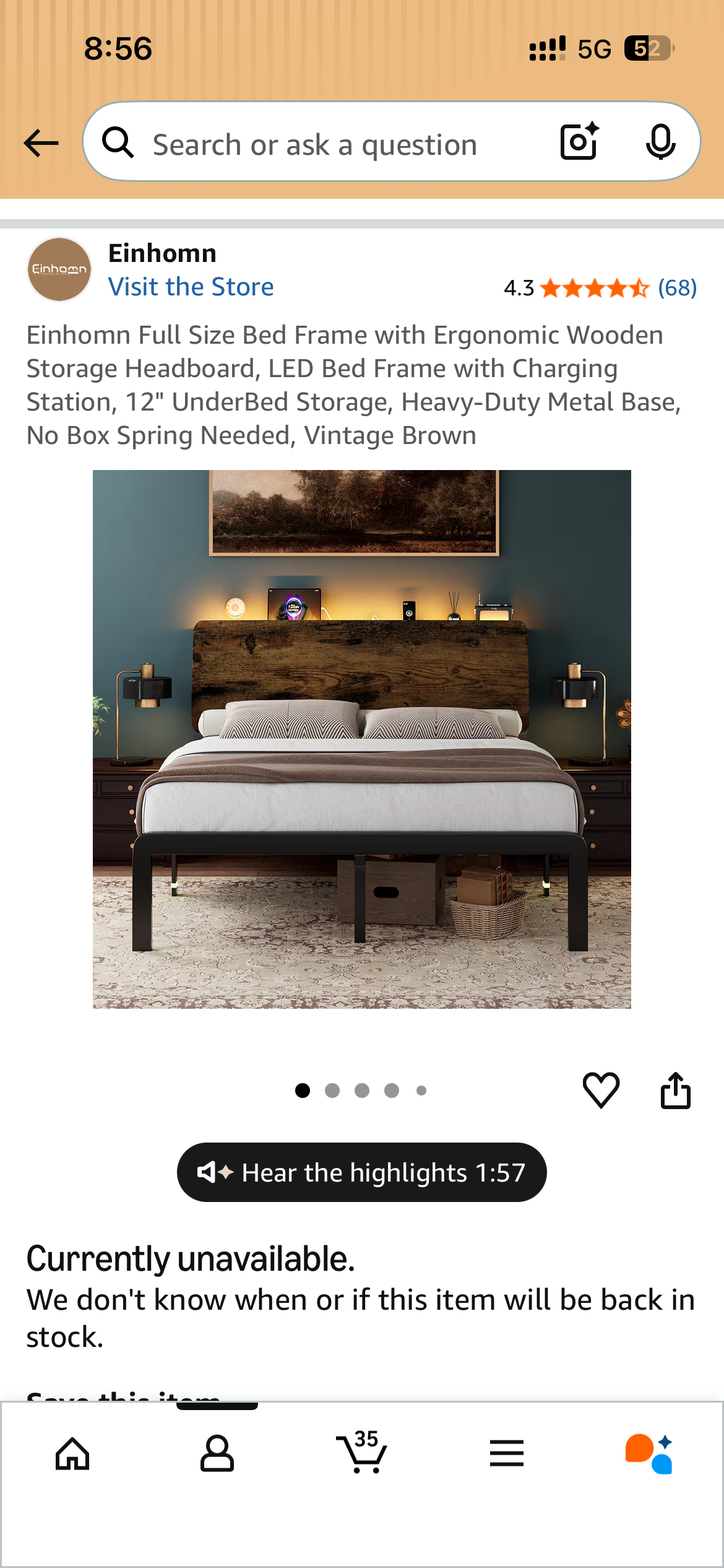 [판매] 풀사이즈 침대 프레임 + 매트리스 세트 ($130) - 상태 좋습니다! 썸네일 2