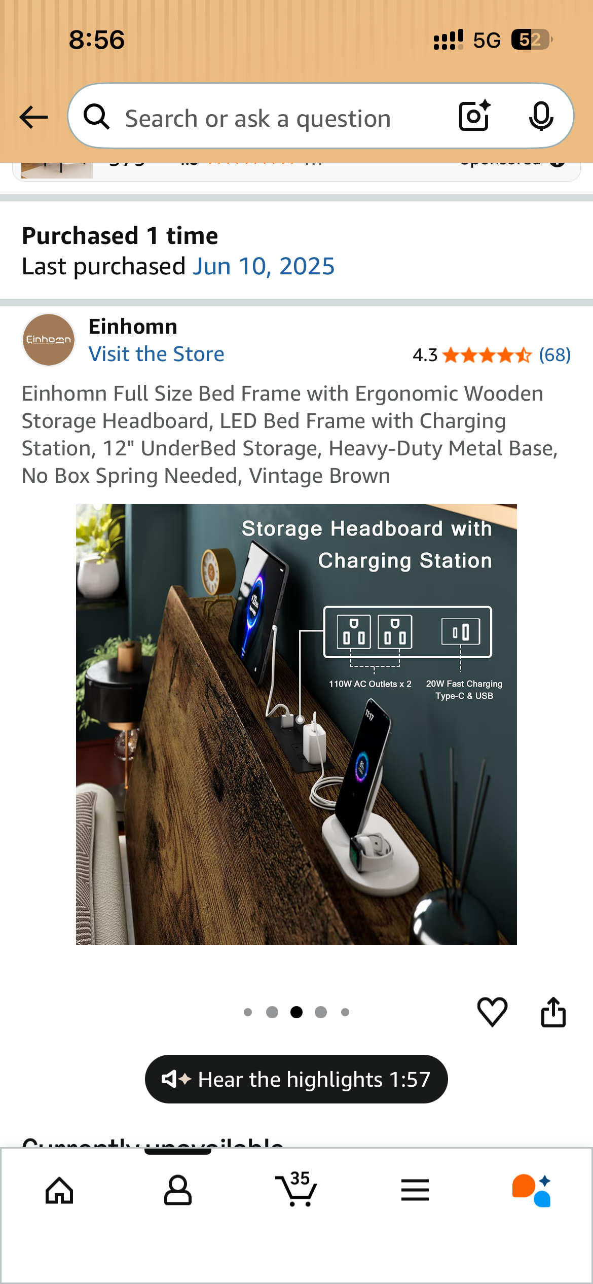 [판매] 풀사이즈 침대 프레임 + 매트리스 세트 ($130) - 상태 좋습니다! 썸네일 6