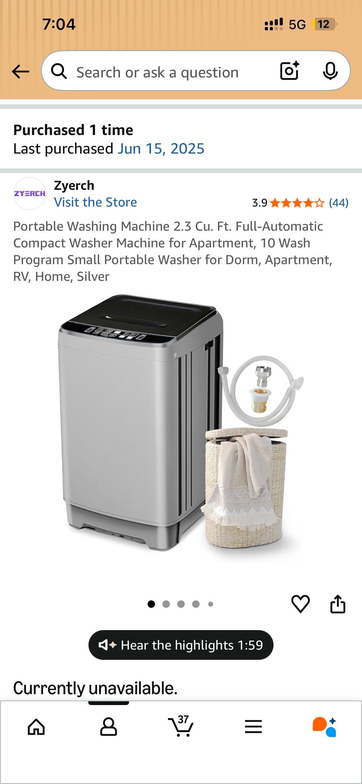 [판매] Zyerch 포터블 세탁기 + 이동식 바퀴 세트 ($130) 썸네일 2